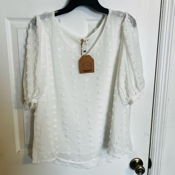 Kori Tops - KORI | white puff sleeve blouse